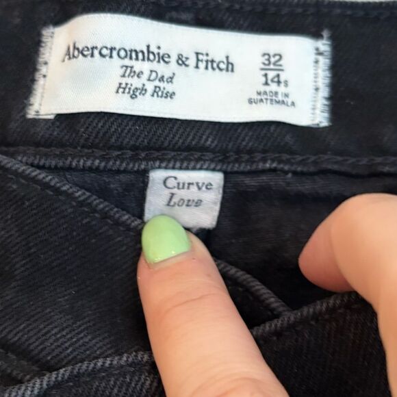 NWT Abercrombie & Fitch the dad high rise black jeans with cross over fly - Picture 5 of 9